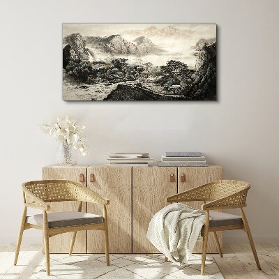 Misty mountain valley Canvas print