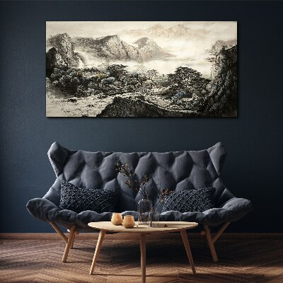 Chinese mountains trees Canvas print
