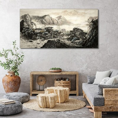 Misty mountain valley Canvas print