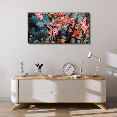 Floral landscape in shades of pink Canvas print