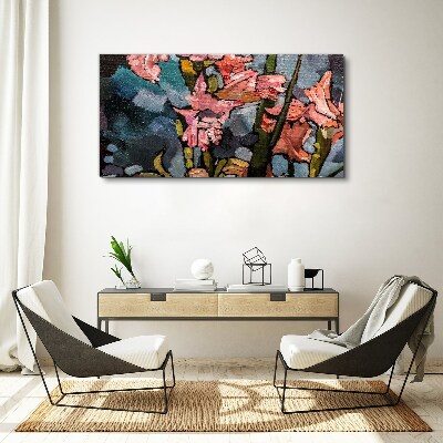 Floral landscape in shades of pink Canvas print