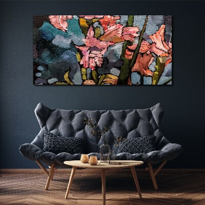 Floral landscape in shades of pink Canvas print