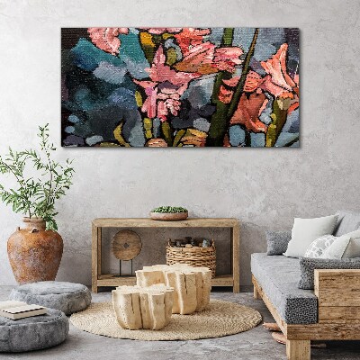 Floral landscape in shades of pink Canvas print