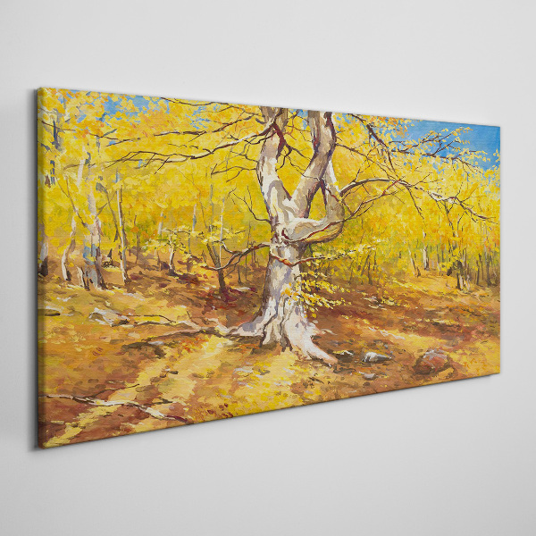 Golden forest in autumn aura Canvas Wall art