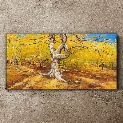 Golden forest in autumn aura Canvas Wall art