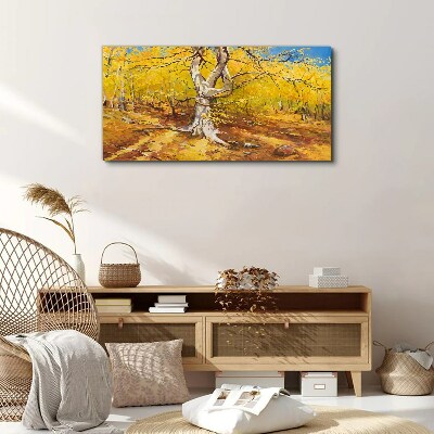 Golden forest in autumn aura Canvas Wall art