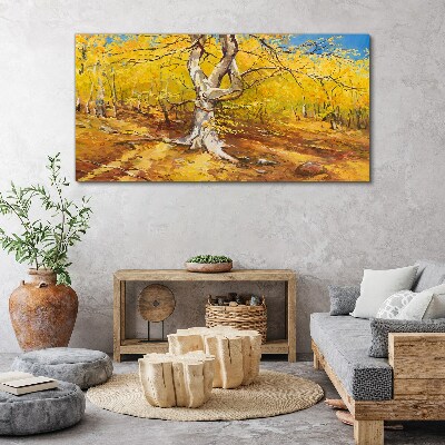 Golden forest in autumn aura Canvas Wall art
