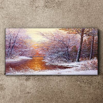 Winter landscape with a river Canvas print