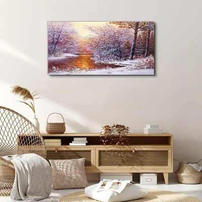 Winter landscape with a river Canvas print