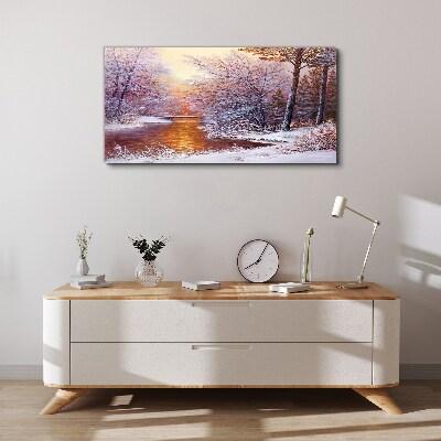 Winter landscape with a river Canvas print