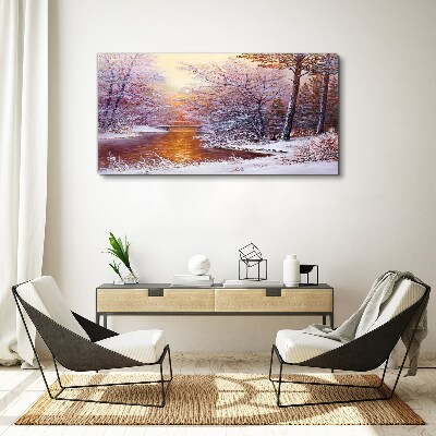 Winter landscape with a river Canvas print