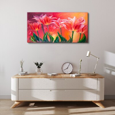 Tulips in shades of pink Canvas Wall art