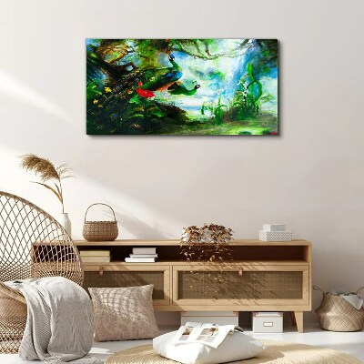 The Mysterious World of Peacock Birds Canvas Wall art