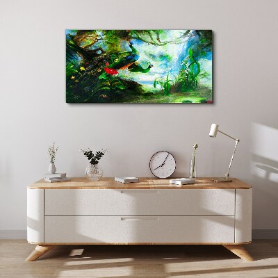The Mysterious World of Peacock Birds Canvas Wall art