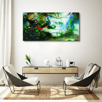 The Mysterious World of Peacock Birds Canvas Wall art
