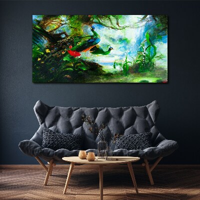 The Mysterious World of Peacock Birds Canvas Wall art