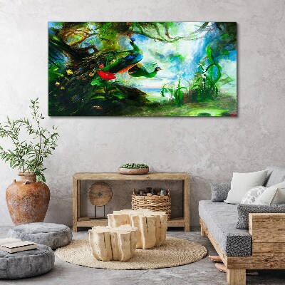 The Mysterious World of Peacock Birds Canvas Wall art