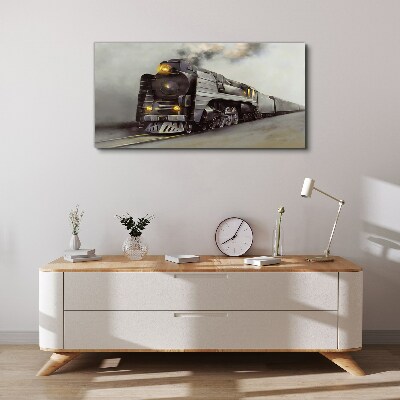 Rail train smoke fog Canvas Wall art