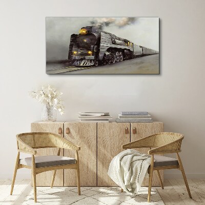 Rail train smoke fog Canvas Wall art