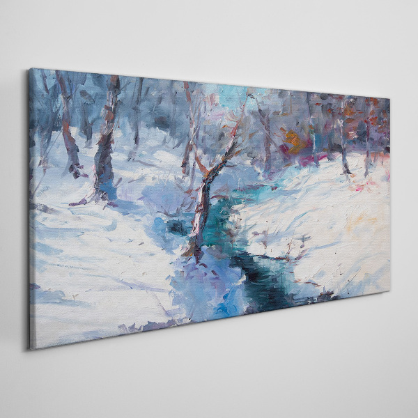 Winter landscape with a river Canvas print