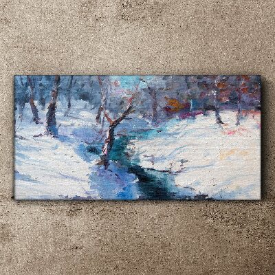 Winter landscape with a river Canvas print