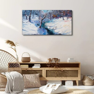 Winter landscape with a river Canvas print