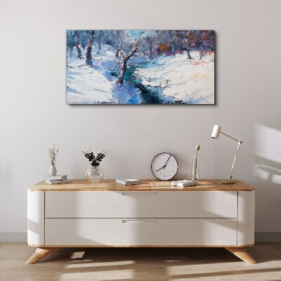 Painting winter forest Canvas print