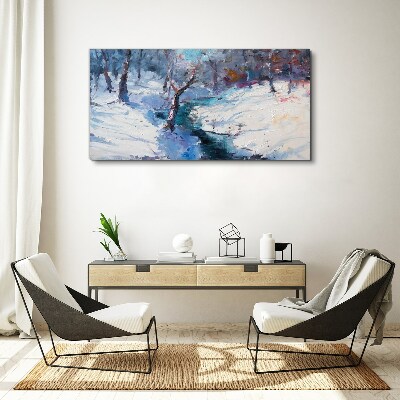 Winter landscape with a river Canvas print