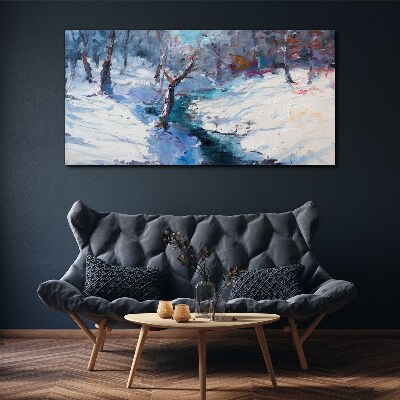 Winter landscape with a river Canvas print