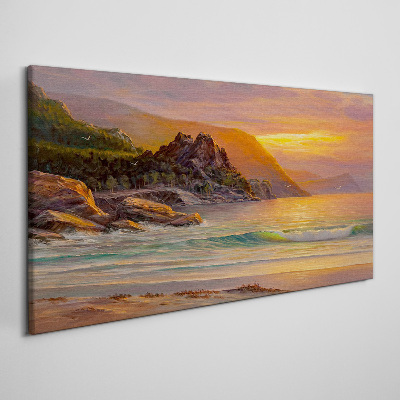 Trees sea sunset Canvas Wall art