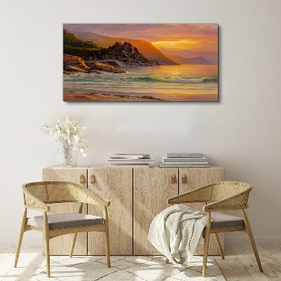 Trees sea sunset Canvas Wall art