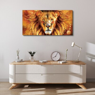 Lion in Golden Majesty Canvas Wall art