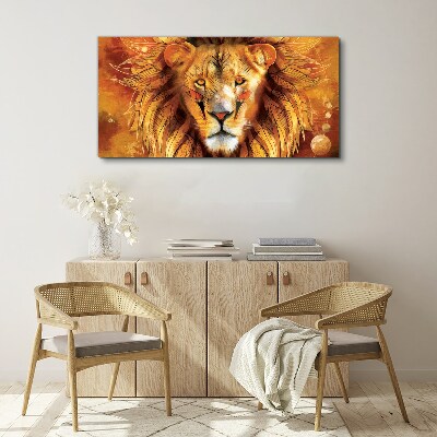 Lion in Golden Majesty Canvas Wall art