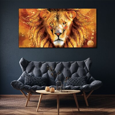 Lion in Golden Majesty Canvas Wall art