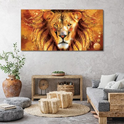 Lion in Golden Majesty Canvas Wall art
