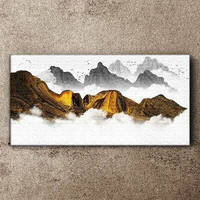 Abstraction mountain mist birds Canvas Wall art