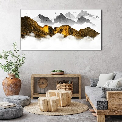 Abstraction mountain mist birds Canvas Wall art