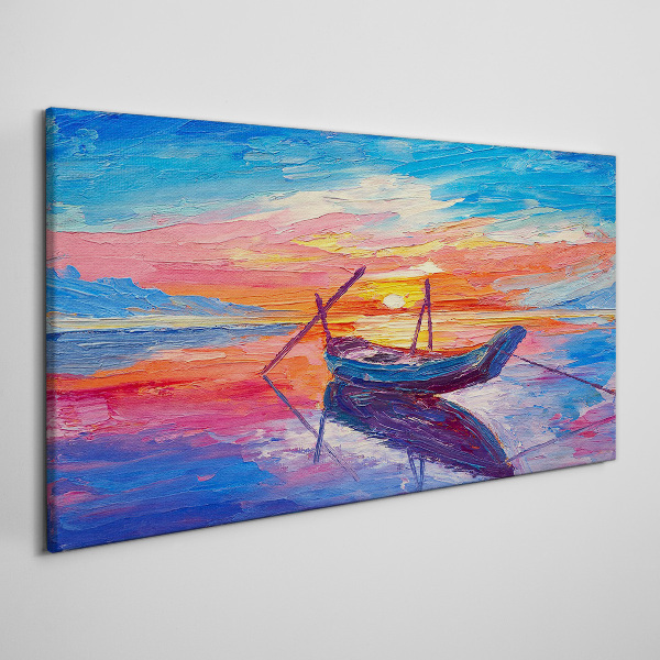 Sunset over calm water Canvas print