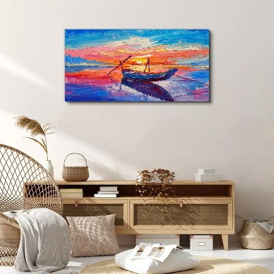 Sunset over calm water Canvas print