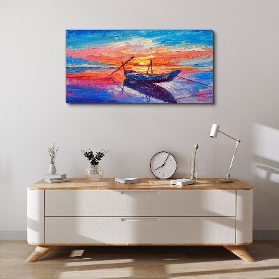 Sunset over calm water Canvas print