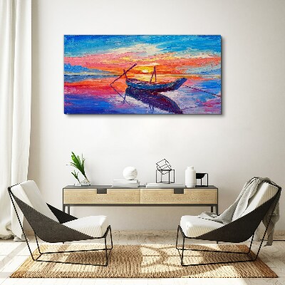 Sunset over calm water Canvas print