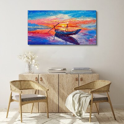 Sunset over calm water Canvas print