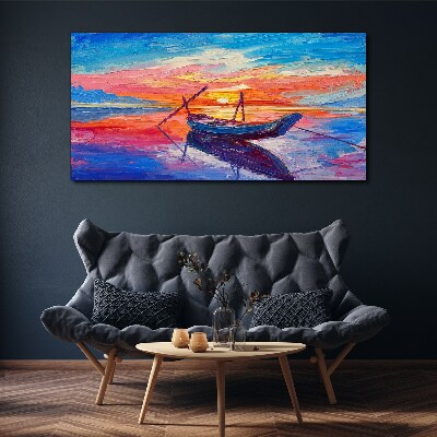 Sunset over calm water Canvas print