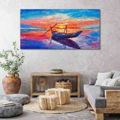 Sunset over calm water Canvas print