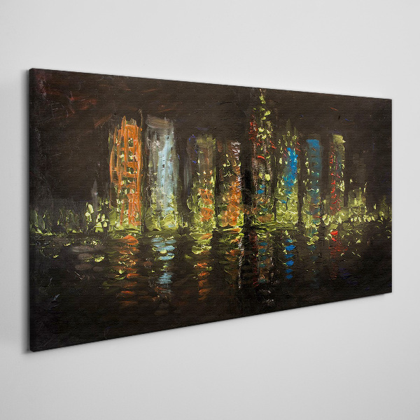 The city at night in the glow of lights Canvas Wall art