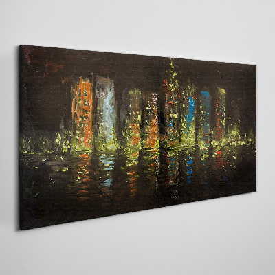 The city at night in the glow of lights Canvas Wall art