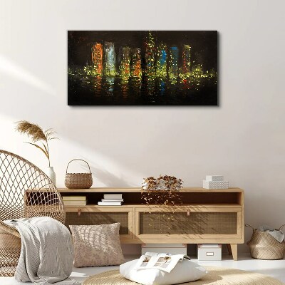 The city at night in the glow of lights Canvas Wall art
