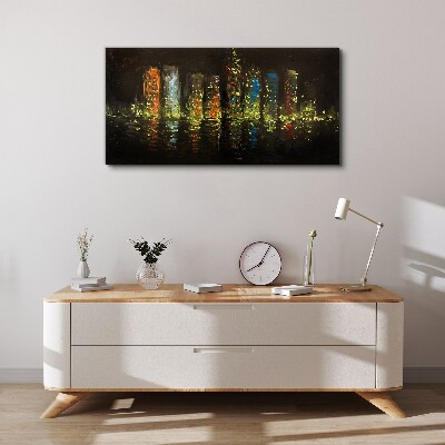 The city at night in the glow of lights Canvas Wall art