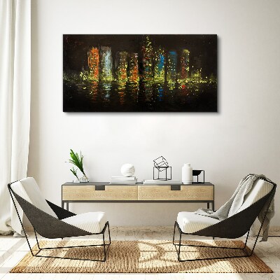 The city at night in the glow of lights Canvas Wall art