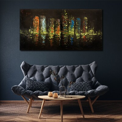 The city at night in the glow of lights Canvas Wall art